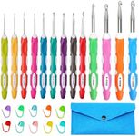Lewhoo Ergonomic Crochet Hooks Set with Case, 13 Size Crochet Hooks for Arthritic Hands 2.0mm -10.0mm (B-N)