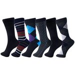 alpine swiss Mens Cotton 6 Pack Dress Socks Striped & Argyle Casual Pack