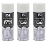 3 x 400ml 151 Multi Purpose Spray Paint Aerosol Wood Metal Brick - Matt White