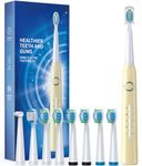 Electric Toothbrush for Adult, Sonic Toothbrushes with 8 Brush Heads 40000 VPM 5 Modes, Sonic Toothbrushes Fast Rechargeable 4 Hours Last 30 Days (P1, Yellow)