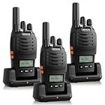 Retevis H777D Walkie Talkies 3 Pack Long Range with LCD Screen, PMR446 2 Way Radio, Type C Charging, 1200mAh, Simply Pairing, Emergency Alarm, Rechargeable for Camping, Cycling (3-Pack, Black)