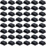 50 Pack Self-Adhesive Cable Clips Electrical Wire Clips Cable Management Clips for Car, Office and Home (13 x 10 mm, Black)