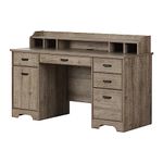South Shore Furniture Versa Computer Office Desk with Power Bar-Weathered Oak