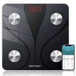 ZOETOUCH Bluetooth Body Fat Scale with iOS & Android App, Smart Digital Bathroom Weight Scale, Accurate Weighing Machine, Wireless Body Composition Monitor, 400lbs, Black