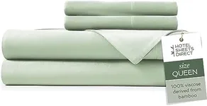 Hotel Sheets Direct 100% Viscose Derived from Bamboo Sheets Queen Size - Cooling Bed Sheets with 2 Pillowcases - Breathable, Moisture Wicking & Silky Soft Sheets Set- Light Green