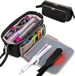 Fasrom Hair Tools Travel Bag with Heat Resistant Mat for Flat Iron, Curling Iron and Hair Straightener, 2 in 1 Hair Dryer Travel Case to Organize Hair Styling Tools, Black (Patent Design)