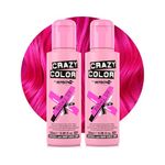 Crazy Color Vibrant Rebel UV Semi-Permanent Duo Hair Dye. Highly Pigmented Neon Pink Conditioning & Oil Nourishing Vegan Formula | No Bleach or Ammonia | 200ml