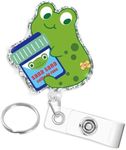 Sana Sana Colita De Rana Nurse Badge Reel Holder Retractable with Swivel Alligator ID Clip, Funny Glitter Name Tag Card Badge Reel for RN LPN CNA Pharmacy Pharmacist Nursing Medical Doctor Office