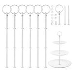 Vicloon 6 Pack Cake Stand Set, Silver Metal Rods Cake Stand Rods, Wedding Cake Stand, 3 Levels, Cake Stand Kit for Wedding Cake Stand, Snack Plate (Plate Not Included)