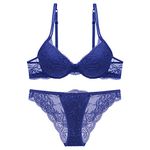 SHEKINI Women Underwear Set Push Up Underwire Bra Padded and Panty Sexy Lace Floral Lingerie Support 2 Pieces