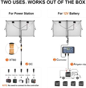 DOKIO 200W Foldable Portable Solar Panel Suitcase – 12V Monocrystalline with 20A Controller