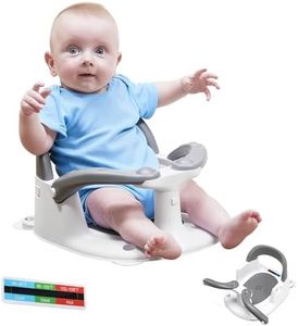 Wddbb Baby Bath seat for Babies 6 Months & up, 360° Stable Toddler Bath Chair with one-Touch Button, Back Hollow Design, Water Temperature Card & 4 Suction Cups for Safety (Dark Gray)