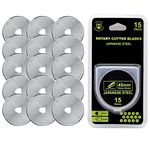 Headley Tools 45mm Rotary Cutter Blades (Pack of 15) Fits Olfa, Fiskars, Replacement Rotary Blade for Arts Crafts Quilting Scrapbooking Sewing, Sharp and Durable