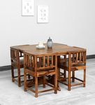 Wopno Furniture Solid Sheesham Wood 4 Seater Dining Table Set Without Cushioned Chairs for Dining Room | Living Room | Home & Office | Hotels Restaurant & Cafe (4 Seater, Rustic Teak)