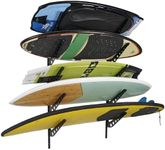 JUSTOOP 5 Board Surfboard Rack, Adjustable Surf Rack for Surfboard, Wakeboard, Snowboard Storage,Surfboard Wall Mount Display