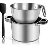 Marsheepy Double Boiler Pot Set,2000ML/1.8QT Mixing Bowl for Chocolate Melting, 2800ML/ 2.54QT 304 Stainless Steel Pot With Silicone Spatula for Melting Chocolate, Candy, Candle, Soap, Wax