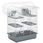 3-Tier Large Hamster Cage With Slide Hamster Tubes,Tunnel Hamster House, Hamster Wheel & Water Bottles- Small Animal, Mouse, Gerbil, Rodents Habitats Hamster House with Accessories Grey