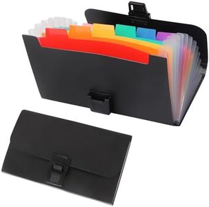 13 Pocket Accordion File Organizer - Plastic Wallet for Cards, Coupons, Receipts, Tax Items, Mini Expanding Folders, A6 Portable Folder (Black)