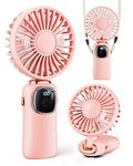 coldSky Portable Handheld Fan, 4000mAh Battery Operated Fan with LED Display, Handheld/Neck/Desk 3 in 1 Personal Small Fan, 90° Foldable Desk Fan with Base, 5 Speed Lash Fan Makeup Fan for Women Green