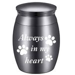 CREATCABIN Paw Print Small Keepsake Urns Mini Cremation Urn for Ashes Stainless Steel Sharing Funeral Urn Memorials Miniature Burial Funeral Dog Container for Family Friends Pets 1.6 x 1.2Inch(Black)