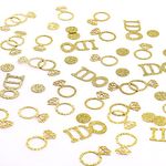 SAVITA 120Pcs"I DO" Diamond Ring Confetti Including Wedding Table Glitter Confetti, Glitter Circle Dots Decorations，for Bridal Shower, Wedding, Engagement Party, Proposing Marriage (Golden)