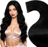 LaaVoo Black Tape in Hair Extensions Human Hair Tape Hair Extensions Real Human Hair 24 Inch Invisible Tapes Remy Straight Nautral Black Hair Double Sided Tabs 20pcs 50g #1