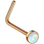 "L" Bend White Opal Nose Stud Rings