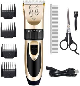 Cordless Pet Clippers Set for Dogs and Cats, Low Noise Electric Trimmer with LED Light, Rechargeable and Stainless Steel Blades
