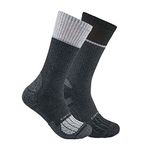 Carhartt Men's SC0012M Force® Midweight Steel Toe Crew Sock 2-Pack, Gray, Large