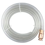 Darnassus Siphon Hose Pump, Manual Hand Fuel Transfer Pump for Gasoline Gas Oil Fuel Petrol Diesel Fluid Water, 3/4" Valve Virgin Grade Tubing Safe with Brass Connector (3/4" White 6 FT)