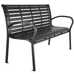 TecTake® Garden Bench - 3 Seater with Powdered Steel Frame & Durable Slats - Easy-Clean, Floor Bolt Option, Quick Assembly - Ideal for Indoor & Outdoor Furniture, and Garden, Patio or Park - Black