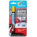 Car Paint Marker Pens Auto Writer Yellow - All Surfaces, Windows, Glass, Tire, Metal - Any Automobile, Truck or Bicycle, Water Based Wet Erase Removable Markers Pen