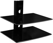 Mount-It! Floating Wall Mounted Shelf Bracket Stand for AV Receiver, Component, Cable Box, Playstation4, Xbox1, VCR Player, Blue Ray DVD Player, Projector, Capacity 44 lbs, Two Shelves, Tempered Glass