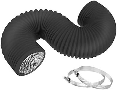 TEAIERXY 6 inch 8 feet Flexible dryer vent hose,Insulated Air Ducting,PVC Aluminum Foil with 2 Clamps for HVAC Ventilation,Heating Cooling,Grow Tents(Black)