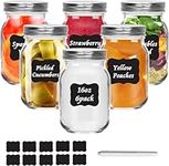 HYCKee Glass Mason Jars with Lids, 480ml/16oz Set of 6, Glass Canning Jars for Perserving, Pickle Breakfast Salad Jars, Airtight Overnight Oats Jars