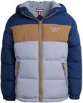 Reebok Boys' Winter Coat - Heavyweight Quilted Puffer Snow Parka - Weather Resistant Ski Jacket for Boys (8-20), Size 14-16, Batik Blue, Batik Blue, 14-16