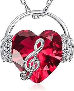 GELVTIC Necklaces for Women Birthstone Earrings Crystal Music Note Necklace Heart Ring CZ Jewelry Set Valentine Birthday Gift for Her Mom Wife (NL72-Garnet1)