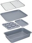 MasterClass Smart Ceramic Stackable Bakeware Set, Carbon Steel with Robust Ceramic Coating, Grey, 5 Pieces