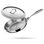 Stahl Artisan Triply Stainless Steel Fry Pan with Lid, Induction & Gas Stove Compatible Frying,Omelette, Egg 1.3 L, 22 cm