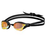 Arena Cobra Core Swim Goggles for Men and Women, Yellow Copper-Black, Swipe Anit-Fog Mirror Lens (NEW)