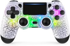 TIANHOO Wireless Controller for PS4 with LED Light - Crack White