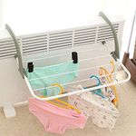 Shrux Folding Drying Rack for Clothes Balcony Laundry Hanger for Small Clothes Drying Hanger Metal Clothes Drying Stand/Garment Hanging Rack/6 Rail Bar Holder/Retractable Clothing Organizer (1Pcs)