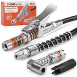 THINKWORK Grease Gun Coupler Set, Strong Lock on Greases Gun Couplers with 90° Grease Coupler Adaptor,12000 PSI Quick Release Grease Coupler Compatible with All Grease Guns 1/8" NPT Grease Gun Fitting