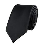 Skinny Tie Necktie with Stripe Textured 6 cm / 2.4inches for Men (Black)