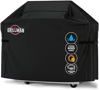 Grillman Premium BBQ Grill Cover, Heavy-Duty Gas Grill Cover for Weber Spirit, Weber Genesis, Char Broil etc. Rip-Proof & Waterproof (60" L x 28" W x 44" H, Black)