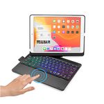 360° Rotatable Touch Keyboard Compatible with iPad 9th 8th 7th Generation 10.2 inch Air 3 Pro 10.5 inch Backlight Keyboard Built‑in Trackpad, Bluetooth Foldable Keyboard Cover (Black)