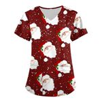 HOXZODT Women Christmas Scrubs Top Workwear