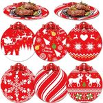 Merry Christmas Placemats Set of 6 Red Round Ornament Plastic Placemats Double Layer Table PlaceMats Decorations Seasonal Winter Holiday Placemats for Gift Kids Farmhouse Dinner Xmas Party Table Decor