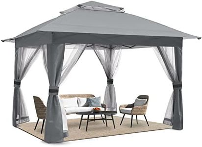 COOSHADE 13x13Ft Easy Pop Up Canopy Tent Instant Folding Shelter with Mosquito Netting Walls(Grey)
