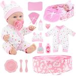 ZITA ELEMENT 12″ Baby Doll Sleeping Basket Set in Gift Box - 13 Piece 12 inch Baby Doll with Accessories, for Girls 36 Months+